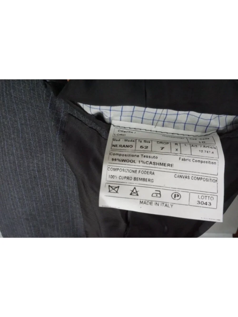 Borrelli Gray Blue Striped Cashmere Wool 2 Pc Suit Jacket Pants 42R US 52 EU NEW
